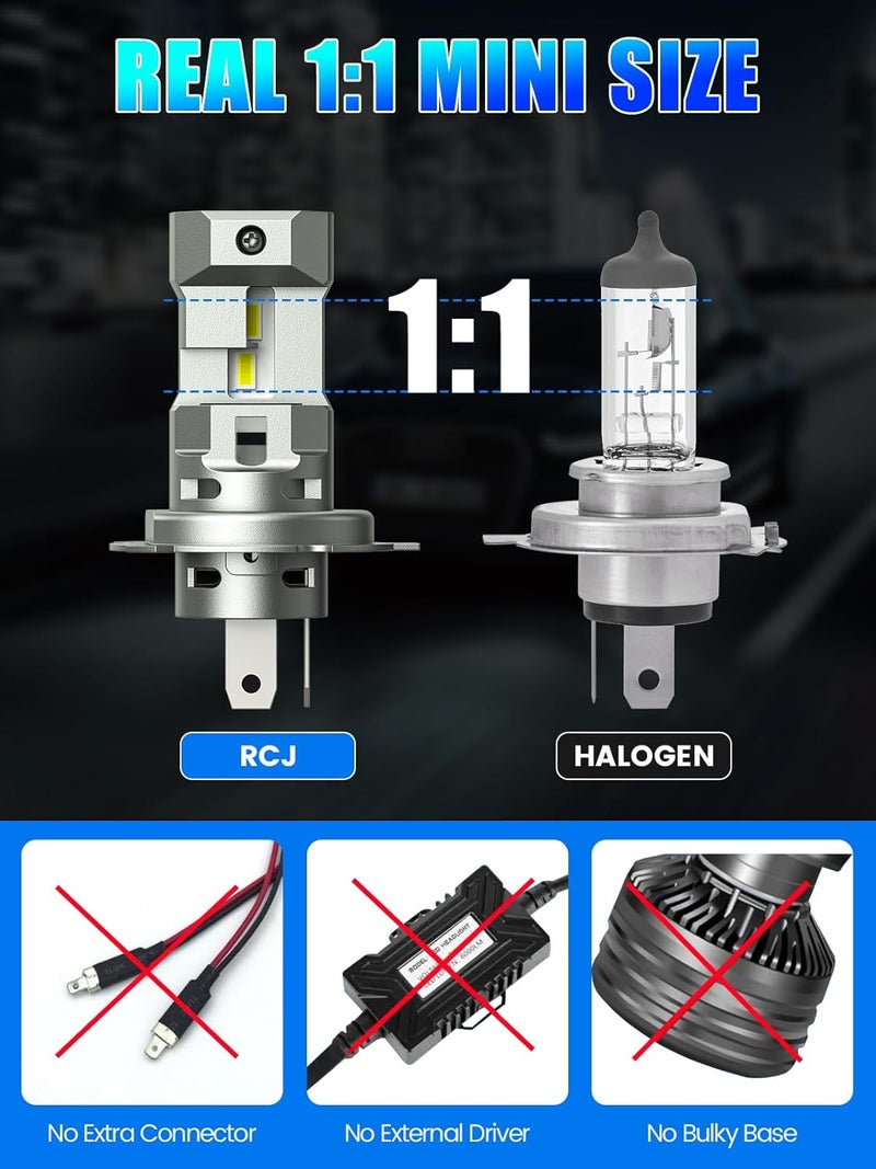 RCJ H4 Fog Bulbs, Powersports Off-Road Use or Fog Light, Pack of 2 - Image 4
